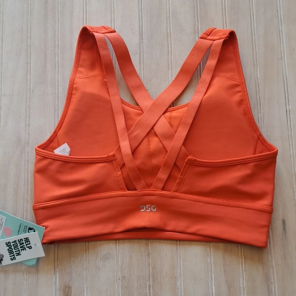 NWT DSG Ginger Orange Strappy Compression Sports Bra Moisture-Wicking 4-W - Picture 2 of 9